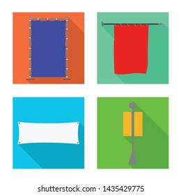 Vector illustration of fabric and white logo. Collection of fabric and presentation vector icon for stock.