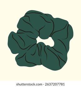 Vector illustration with a fabric-covered elastic hair tie, scrunchy. Ideal for blog posts, promotional material, social media content, and advertising campaigns focused on accessories and hairstyles