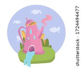 Vector illustration. A fabulous house. Tea house.