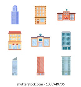 Vector illustration of facade and building icon. Set of facade and exterior  stock symbol for web.