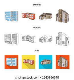 Vector illustration of facade and housing icon. Set of facade and infrastructure vector icon for stock.