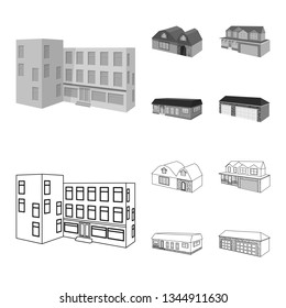 Vector illustration of facade and housing icon. Collection of facade and infrastructure vector icon for stock.