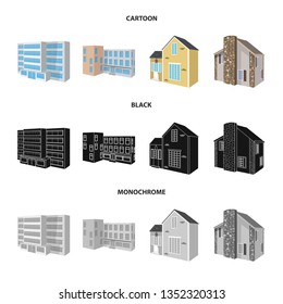 Vector illustration of facade and housing icon. Collection of facade and infrastructure stock symbol for web.