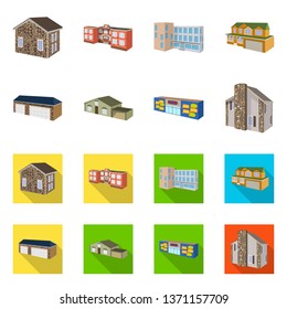 Vector illustration of facade and housing icon. Set of facade and infrastructure stock symbol for web.