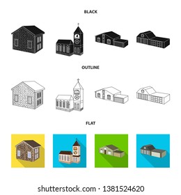 Vector illustration of facade and housing icon. Set of facade and infrastructure stock vector illustration.