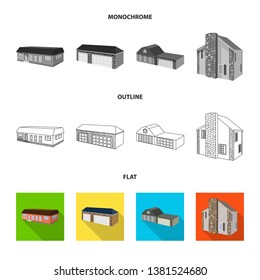 Vector illustration of facade and housing icon. Set of facade and infrastructure vector icon for stock.