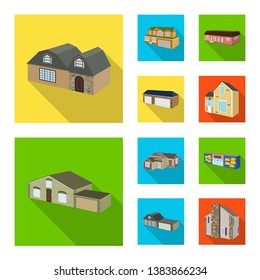 Vector illustration of facade and housing icon. Set of facade and infrastructure vector icon for stock.