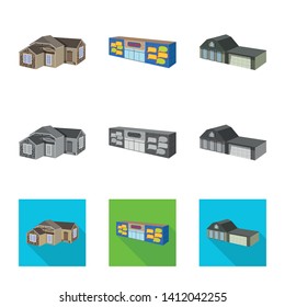 Vector illustration of facade and housing icon. Set of facade and infrastructure stock symbol for web.