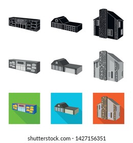 Vector illustration of facade and housing icon. Collection of facade and infrastructure stock vector illustration.