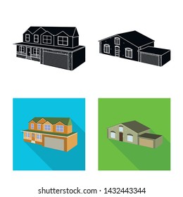 Vector illustration of facade and housing icon. Collection of facade and infrastructure stock symbol for web.