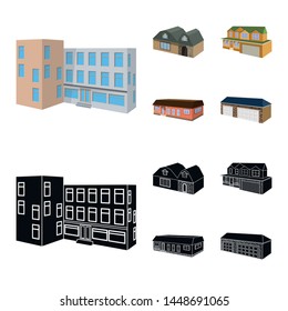 Vector illustration of facade and housing icon. Set of facade and infrastructure stock symbol for web.