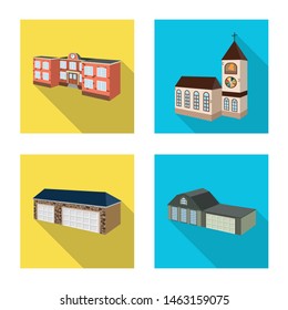 Vector illustration of facade and housing icon. Set of facade and infrastructure stock vector illustration.