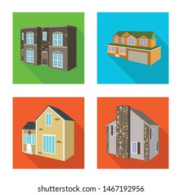 Vector illustration of facade and housing icon. Set of facade and infrastructure stock vector illustration.