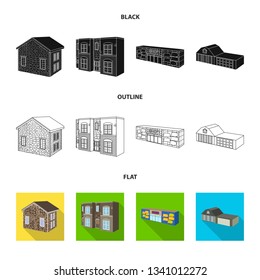 Vector illustration of facade and housing logo. Set of facade and infrastructure stock vector illustration.