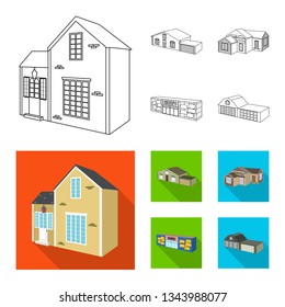 Vector illustration of facade and housing logo. Set of facade and infrastructure vector icon for stock.