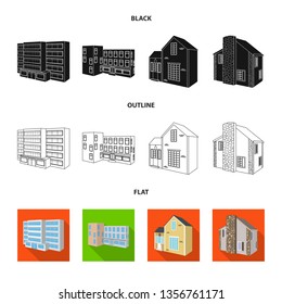 Vector illustration of facade and housing logo. Collection of facade and infrastructure stock vector illustration.