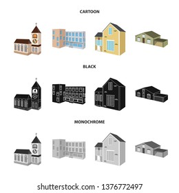 Vector illustration of facade and housing logo. Set of facade and infrastructure vector icon for stock.