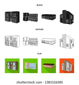 Vector illustration of facade and housing logo. Set of facade and infrastructure stock vector illustration.