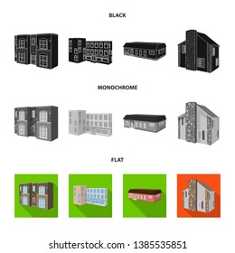 Vector illustration of facade and housing logo. Collection of facade and infrastructure vector icon for stock.