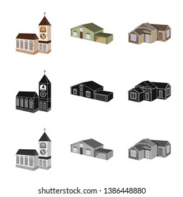 Vector illustration of facade and housing logo. Collection of facade and infrastructure vector icon for stock.