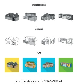 Vector illustration  facade and housing logo. Collection  facade and infrastructure vector icon for stock.