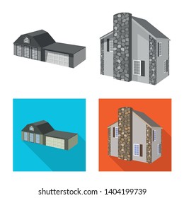 Vector illustration of facade and housing logo. Collection of facade and infrastructure stock symbol for web.