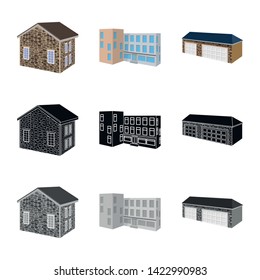 Vector illustration of facade and housing logo. Set of facade and infrastructure stock symbol for web.