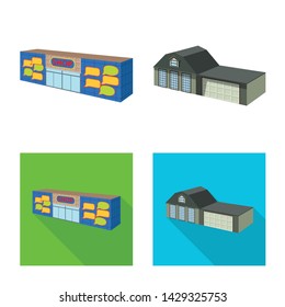 Vector illustration of facade and housing logo. Set of facade and infrastructure vector icon for stock.