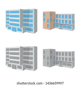 Vector illustration of facade and housing logo. Set of facade and infrastructure stock vector illustration.