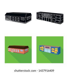 Vector illustration of facade and housing logo. Collection of facade and infrastructure stock symbol for web.