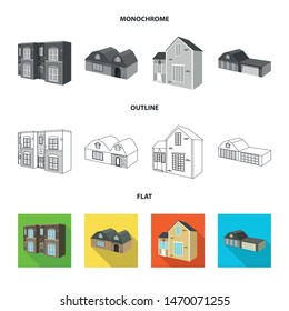 Vector illustration of facade and housing logo. Collection of facade and infrastructure stock symbol for web.