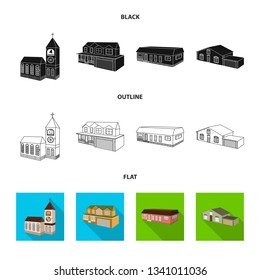 Vector illustration of facade and housing sign. Set of facade and infrastructure stock vector illustration.