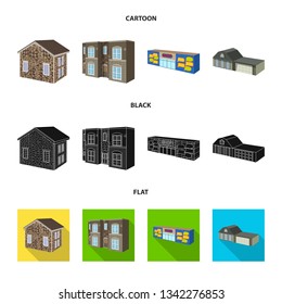 Vector illustration of facade and housing sign. Collection of facade and infrastructure stock symbol for web.