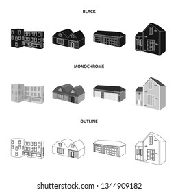 Vector illustration of facade and housing sign. Set of facade and infrastructure stock symbol for web.