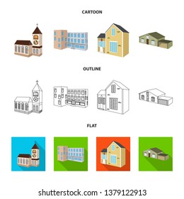 Vector illustration of facade and housing sign. Collection of facade and infrastructure vector icon for stock.