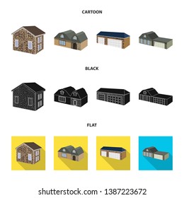 Vector illustration of facade and housing sign. Set of facade and infrastructure stock vector illustration.