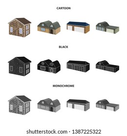 Vector illustration of facade and housing sign. Set of facade and infrastructure stock vector illustration.