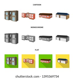 Vector illustration of facade and housing sign. Collection of facade and infrastructure stock symbol for web.