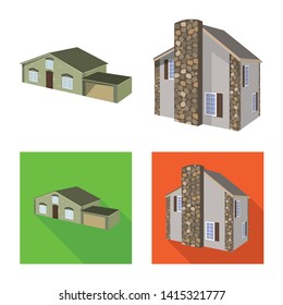 Vector illustration of facade and housing sign. Collection of facade and infrastructure vector icon for stock.