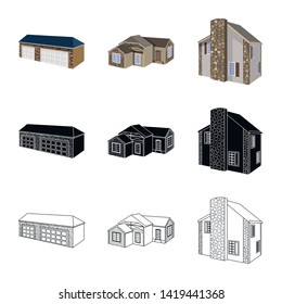 Vector illustration of facade and housing sign. Set of facade and infrastructure stock symbol for web.