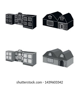 Vector illustration of facade and housing sign. Collection of facade and infrastructure stock symbol for web.