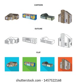 Vector illustration of facade and housing sign. Collection of facade and infrastructure stock symbol for web.