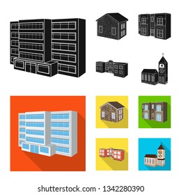 Vector illustration of facade and housing symbol. Set of facade and infrastructure stock vector illustration.