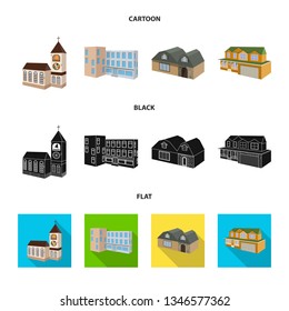 Vector illustration of facade and housing symbol. Collection of facade and infrastructure vector icon for stock.