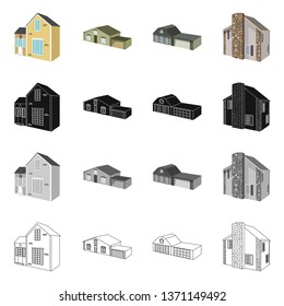 Vector illustration of facade and housing symbol. Collection of facade and infrastructure vector icon for stock.
