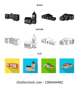 Vector illustration of facade and housing symbol. Set of facade and infrastructure stock vector illustration.