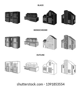 Vector illustration of facade and housing symbol. Collection of facade and infrastructure stock vector illustration.