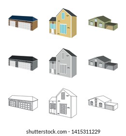 Vector illustration of facade and housing symbol. Collection of facade and infrastructure vector icon for stock.