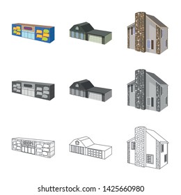 Vector illustration of facade and housing symbol. Collection of facade and infrastructure stock symbol for web.