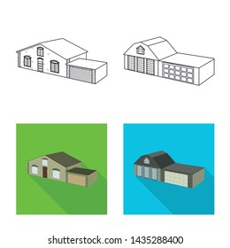 Vector illustration of facade and housing symbol. Set of facade and infrastructure stock symbol for web.